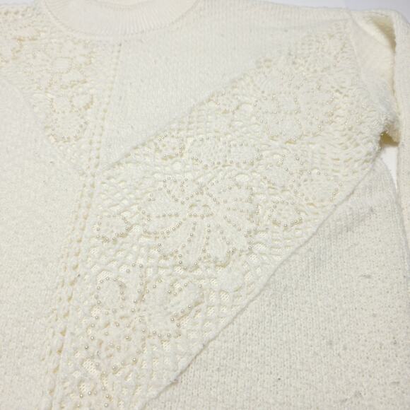 Vintage 80's Jaclyn Smith Women's Knitted Sweater Size Medium Beaded Design - Picture 2 of 8